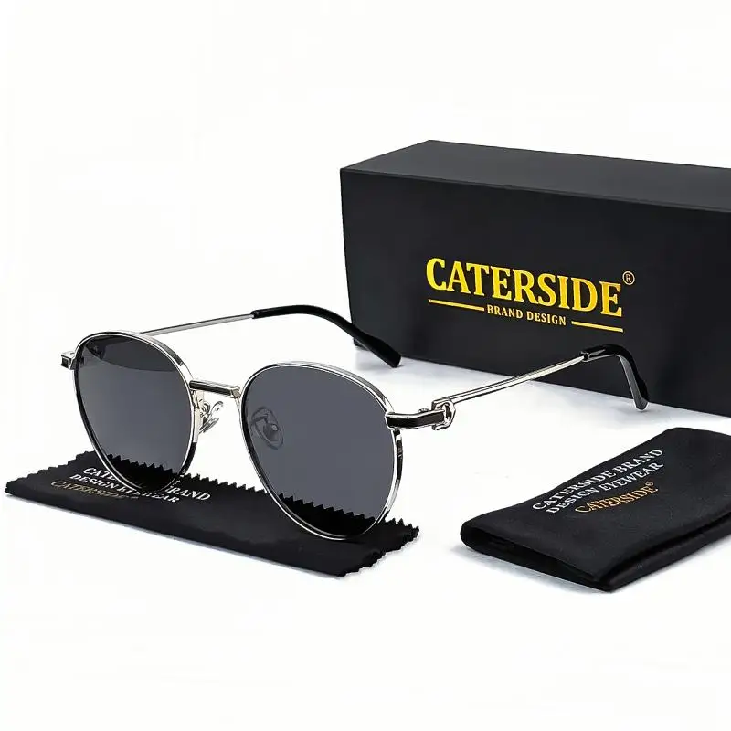 Caterside Retro Polarisierte Pilot Sonnenbrille Männer und Frauen Oval Metall Rahmen Sonnenbrille Party Outdoor Fahren Sport Shades Sommer – Detail 4