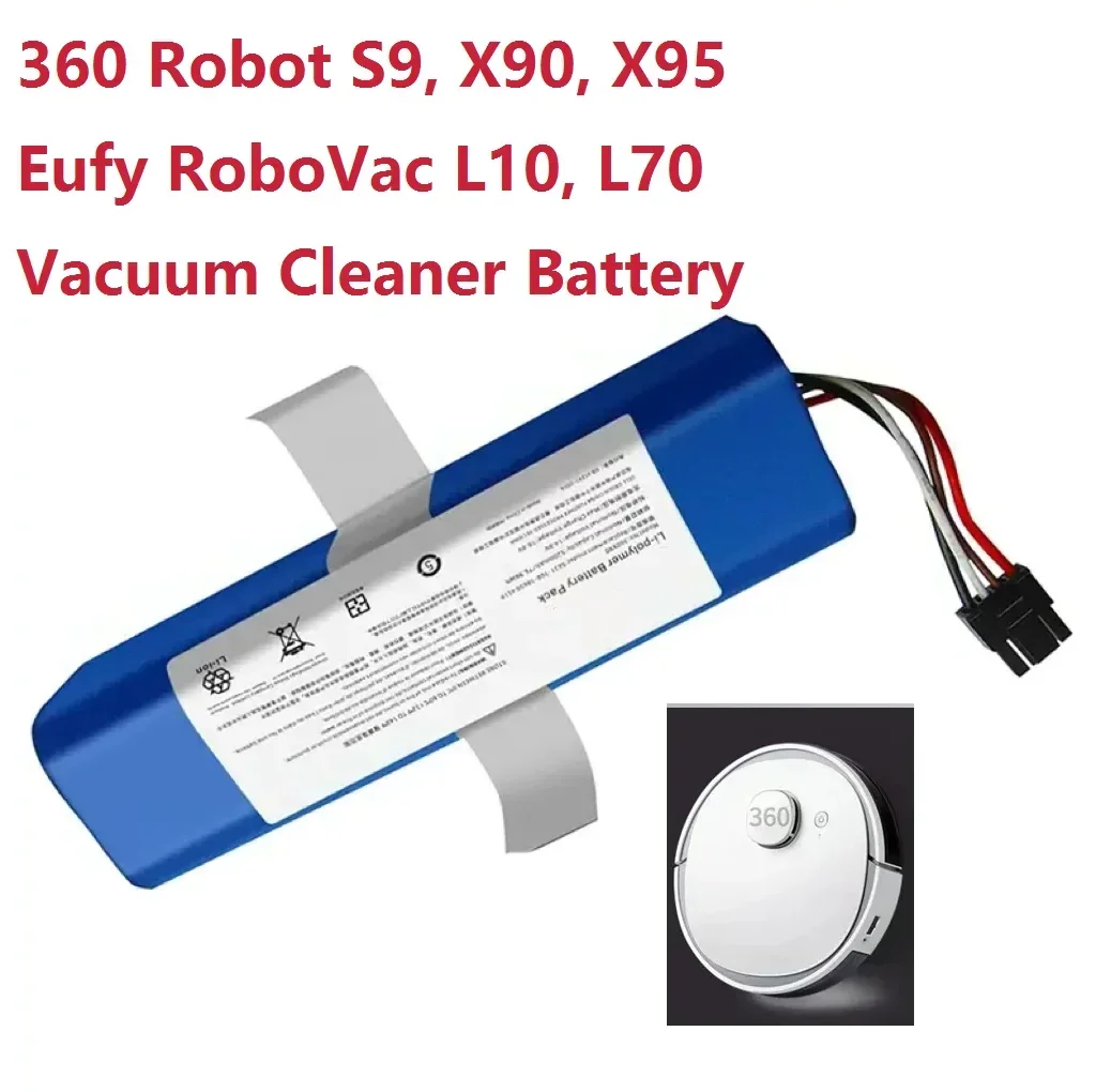 14.4V 5600mAh 9800mAh Li-ion Battery Pack  For 360 Robot S9, X90, X95 ,Eufy RoboVac L10 L70 Vacuum Cleaner Replacement Batteries