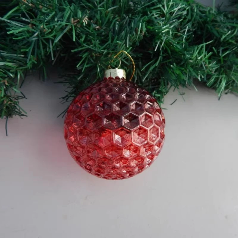 Free Shipping 8pcs/pack Different Design Red Striped Glass Ball Home Decoration Christmas Pendant Ornament Hanging Onion Cone