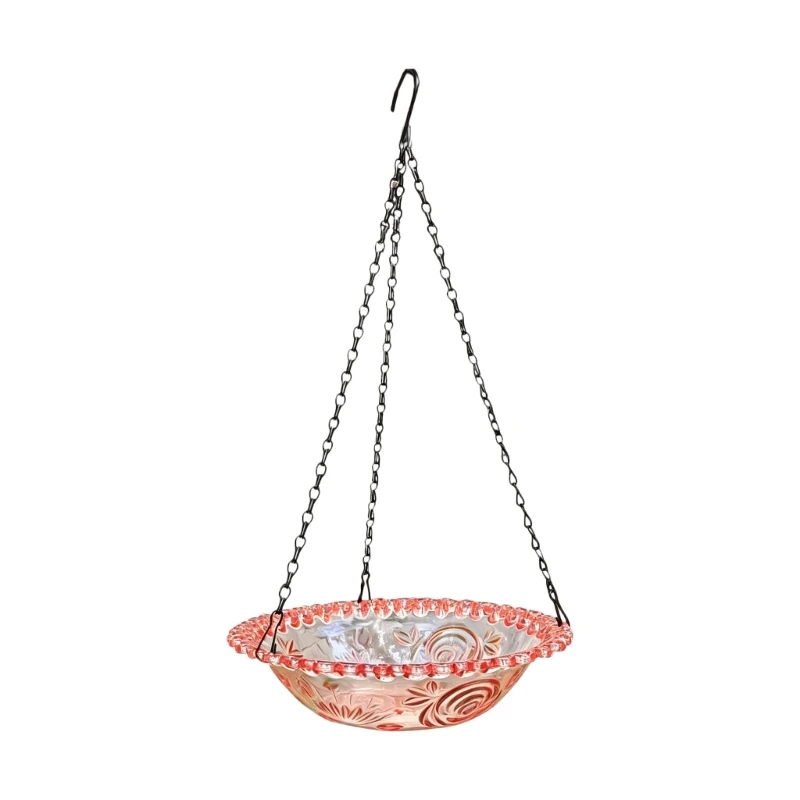  Space Saving Plastic Birdbath Bird Water Bowl With Hanging Chain Suitable For Year Round Use In Garden Balcony Or Porch