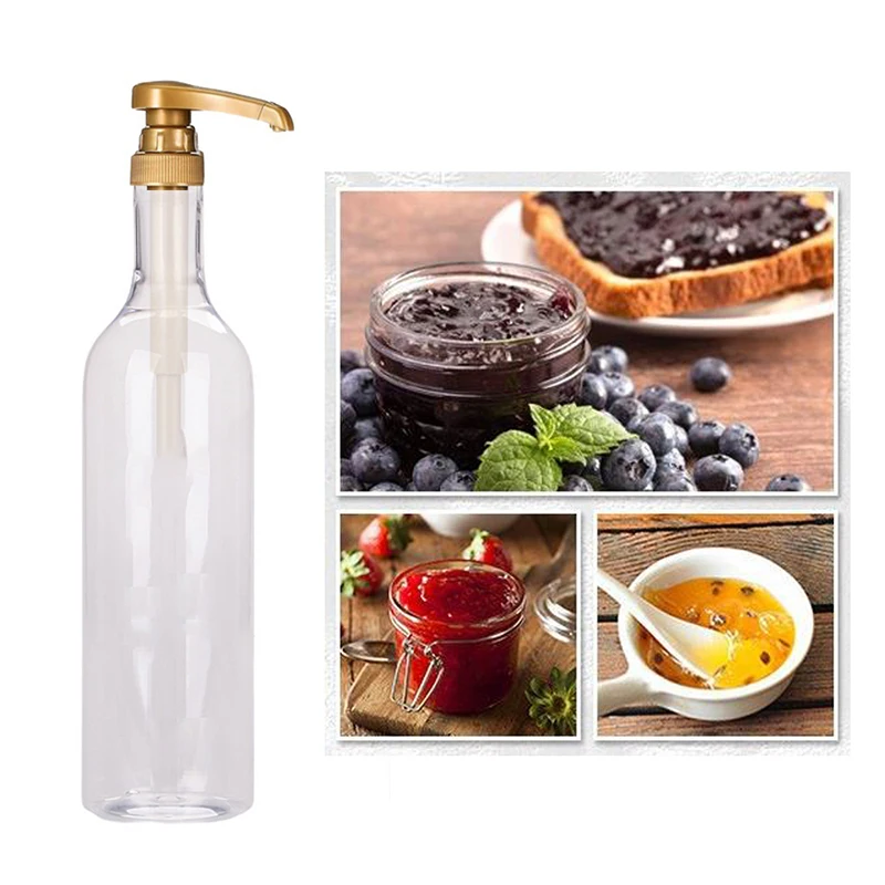 750ml Transparent Coffee Syrup Drip Pump Bottle Liquid Sauces Squeeze Dispenser Milk Beverage Honey Jar Storage Container