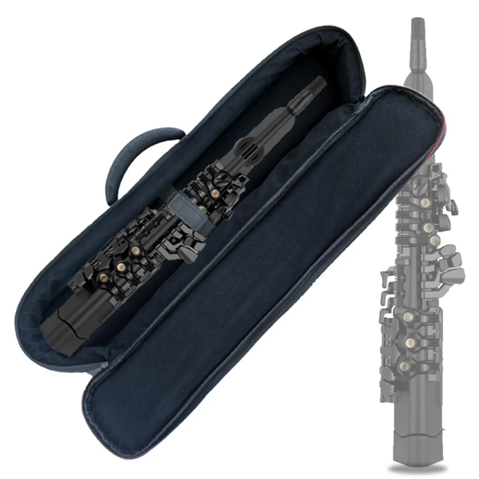 Soprano Saxophone Case with Pouch Handle Water Resistant Portable 15mm Padded Clarinet Storage Case Sax Gig Bag Backpack