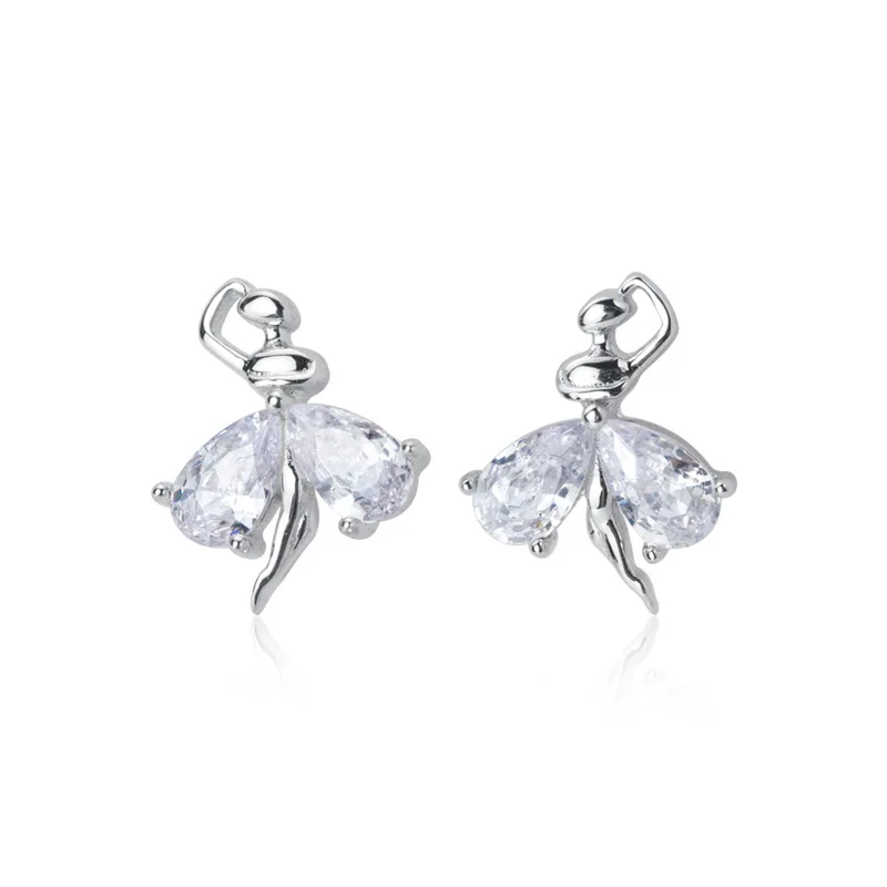 ITSMOS-pendientes de plata s925 para mujer, aretes de estilo coreano, chica fresca, corazón de circonita, bailarina de ballet, elegantes