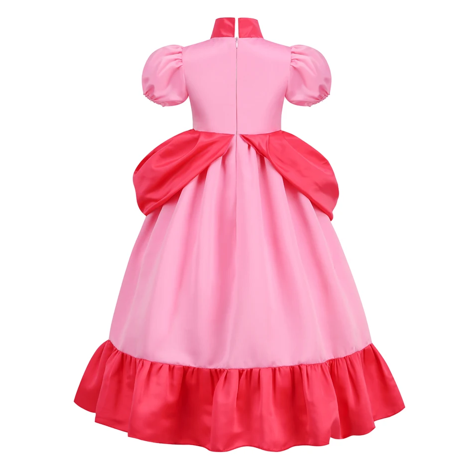 Peach Cosplay Dress Girls Costume Princess Clothes Children Birthday Gift Halloween Event Party Pink Dresses Kids Outfits 2-10Y