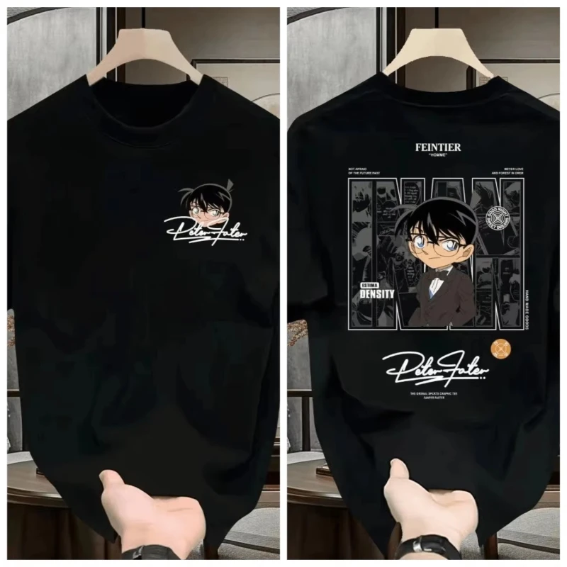 

Хлопковая футболка с короткими рукавами и принтом японского детективного Конана для мужчин и женщин с одинаковым свободным топом для спорта и отдыха