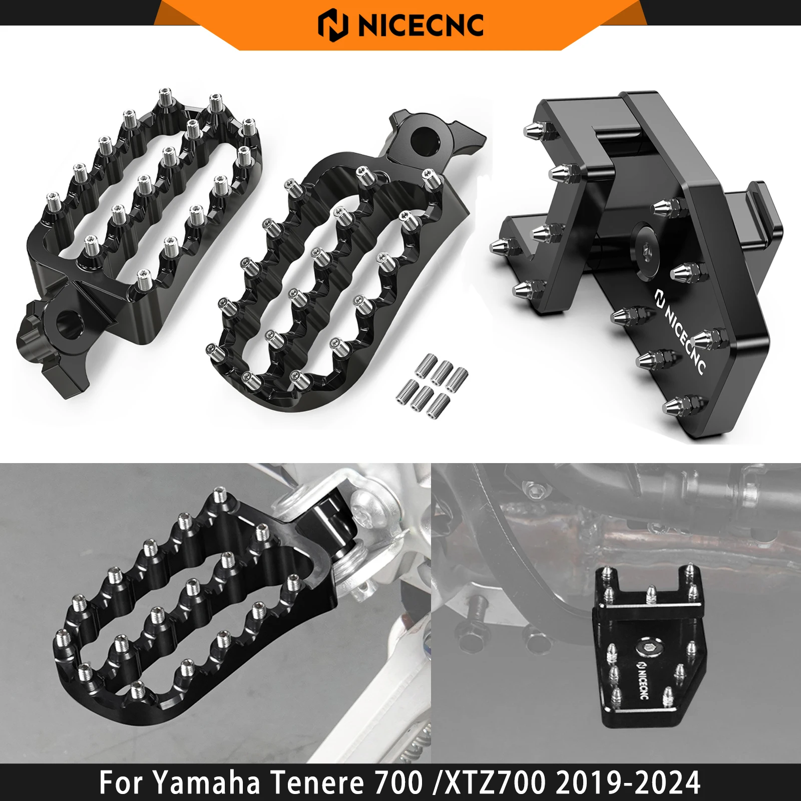 

NICECNC For Yamaha Tenere 700 /XTZ700 2019-2024 Wide Foot Pegs Footrest DualControl Brake Pedal Tenere 700 Accessories 2024 2023