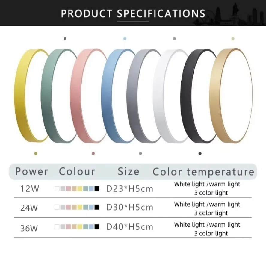 Circular LED Ceiling Light Modern Minimalist Creative Macaron Home Light Living Room Bedroom Kitchen Study Decoration Lighting