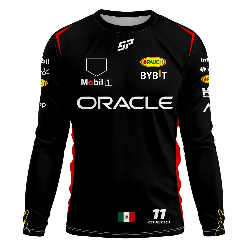 Spring 2024, team long sleeved T-shirt, men's oversized T-shirt, Czech driver's uniform 11, red T-shirt