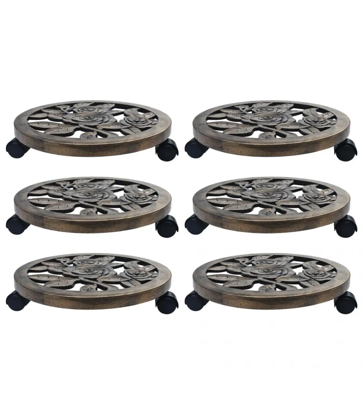 6 Pcts 6 Pcts Plastic Bronze 38 cm Plant Wheel Holder for Pots