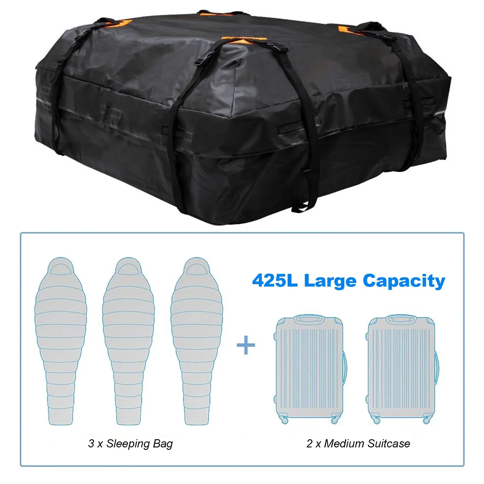 Waterproof Cargo Bag 420D Car Roof Cargo Carrier Universal Luggage Bag Storage Cube Bag for Travel Camping  Luggage Storage Box