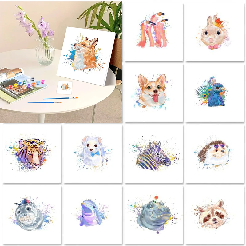 

20x20cm Framed Cartoon Painting By Numbers Wall Decor Decorative Paintings Animal Modern Unique Gift Painting With Numbers ﻿