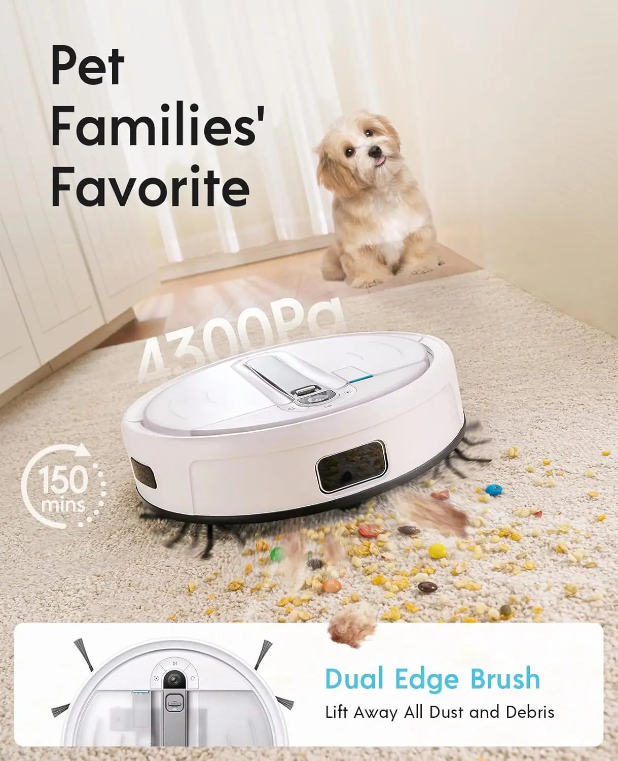 Yeedi Cube Robot Vacuum Cleaner All-in1 Vacuum and Mop (Auto Clean+Auto Empty) 5100Pa Suction Power with 180mins Runtime 8mm Mop