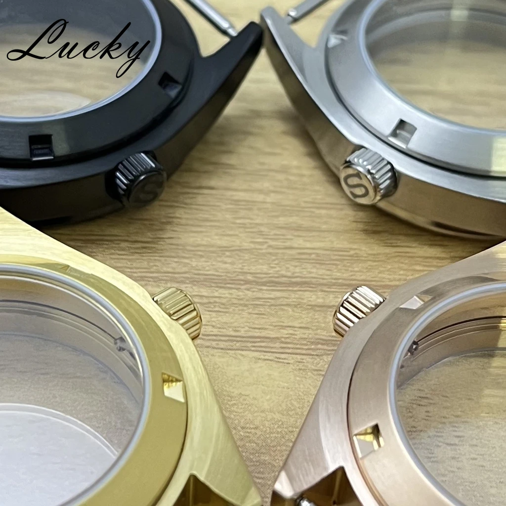 High Quality 38mm Sapphire Crystal Watch Case Fit NH34 NH35 NH36 Movement  S crown Silver 200m Waterproof Modified Accessories
