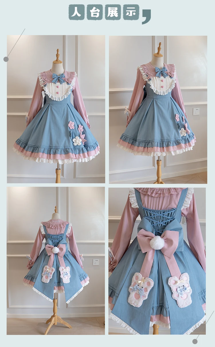 Loita – ensemble robe douce rose, col de poupée, manches longues, simple boutonnage, haut et bretelles, ensemble deux pièces, vêtements pour femmes