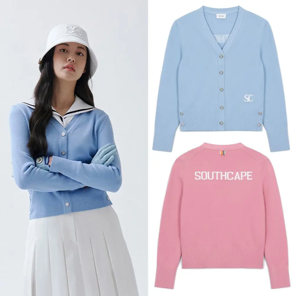 

Golf Wear Versatile Women's Knit Cardigan Gentle Minimalist Elegance Outerwear Relaxed Collar for Warmth in Fall and Winter