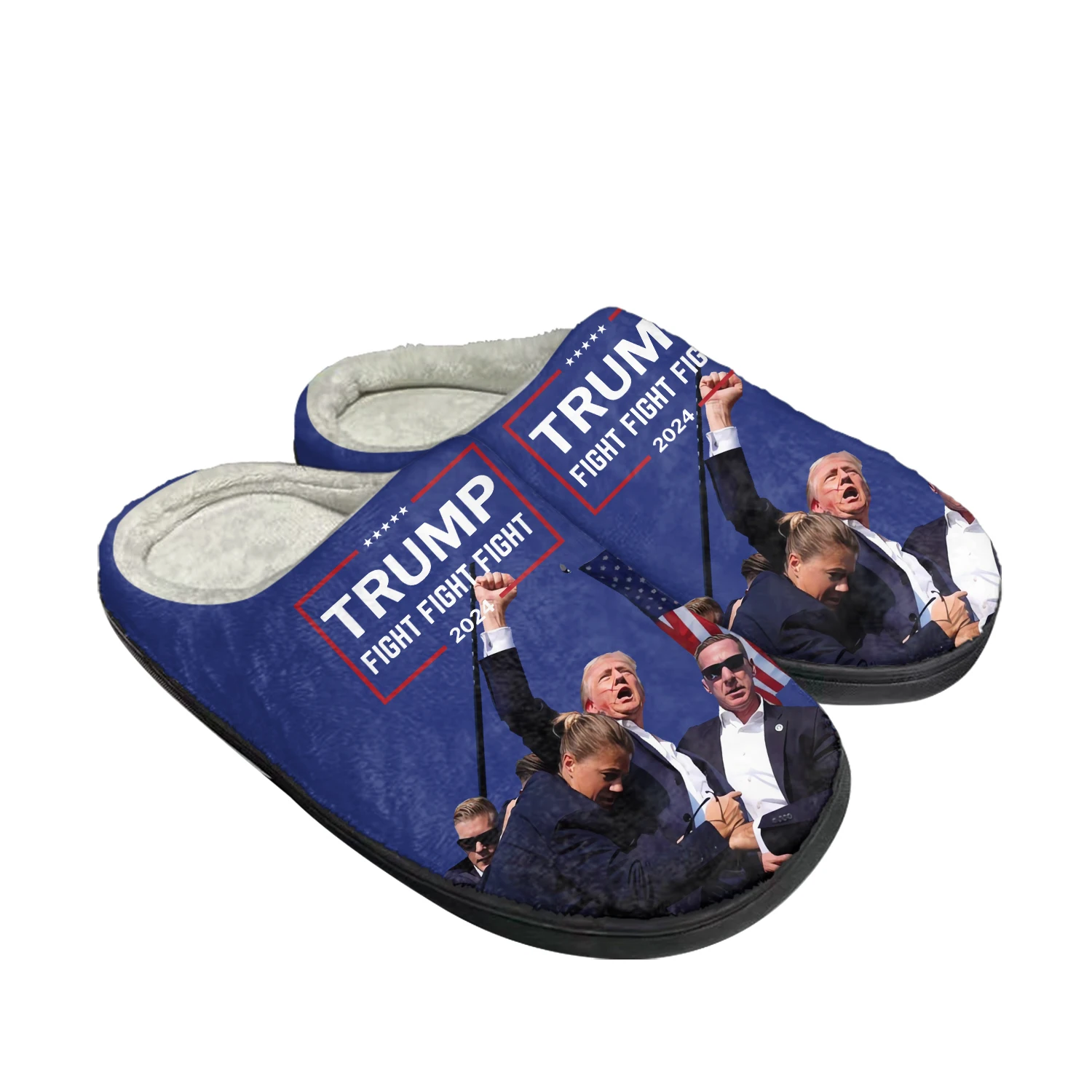 

Donald Trump Fight 2024 Make America GREAT AGAIN Home Cotton Slippers Mens Womens Plush Bedroom Keep Warm Indoor Customized Shoe