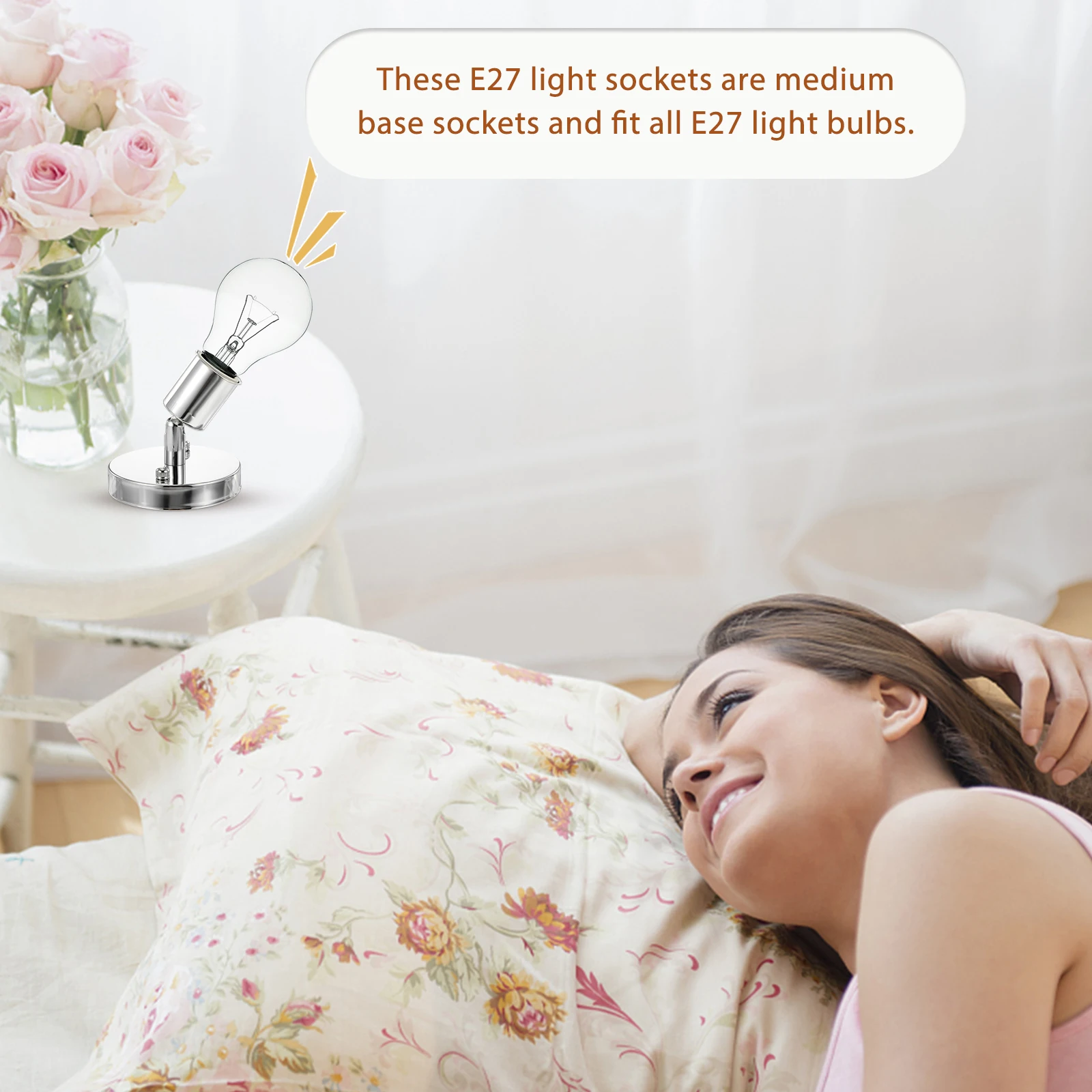 E27 Lamp Holder Rotatable Adapter Bulb Socket Screw Pendant Ceramic Base Light Sockets For Bedroom Reading Room Easy Install