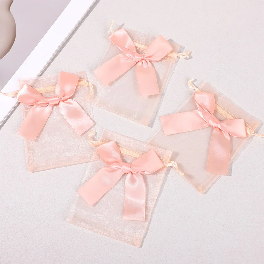 10/20pcs Ribbon Bow Organza Drawstring Gift Bags Pouche Wedding Bridal Shower Birthday Party Favor Bag Elegant Jewelry Packaging view 3