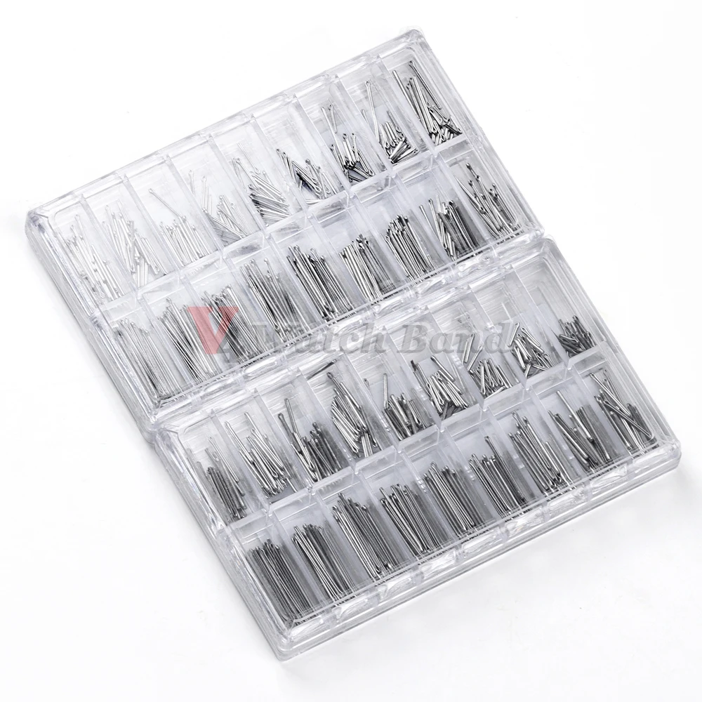 360pcs Watch Band Split Pins 0.8/0.9/1.0mm with Box 6-23mm Stainless Steel Strap Link Pins Cotter Bar Assort Watch Repair Tool