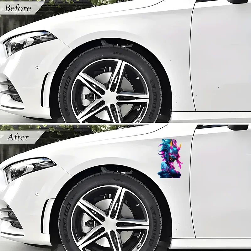 1PC Neon Demon Style Anime Girl Sticker - 15*9.71CM Waterproof Vinyl Decal for Cars/Windows/Laptops | Edgy JDM Fan Accessory