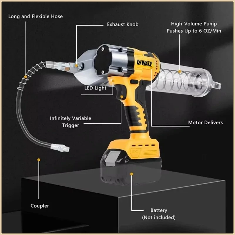 ديوالت الكهربائية الشحوم بندقية LED فرش حاقن الزيت الكهربائي آلة الدهون الكهربائية الشحوم بندقية أدوات بطارية 18 فولت #6