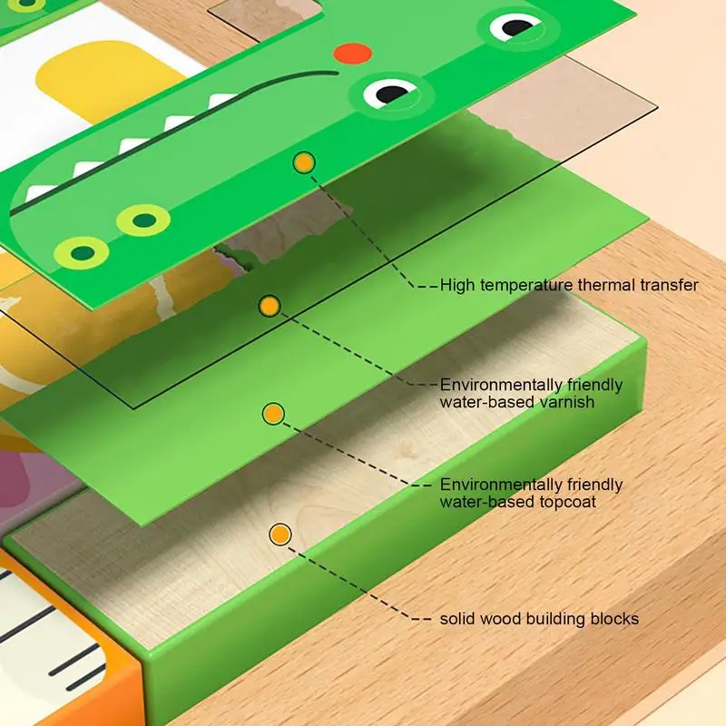 Puzzle in legno Educazione precoce del bambino Gioco divertente Bambini Pensiero Logico Giocattolo quadrato Simpatici animali Tangram Puzzle