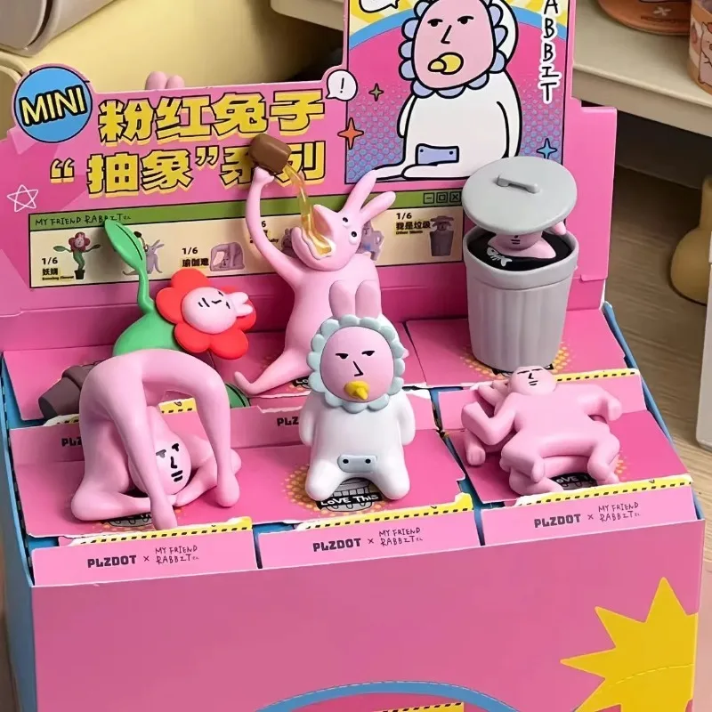 QNEW Hot Pink Rabbit Blind Box wacky abstract Series Mysterious Box Toys Cute Fashion Action Figures Cartoon Decor Surprise Gift view 5