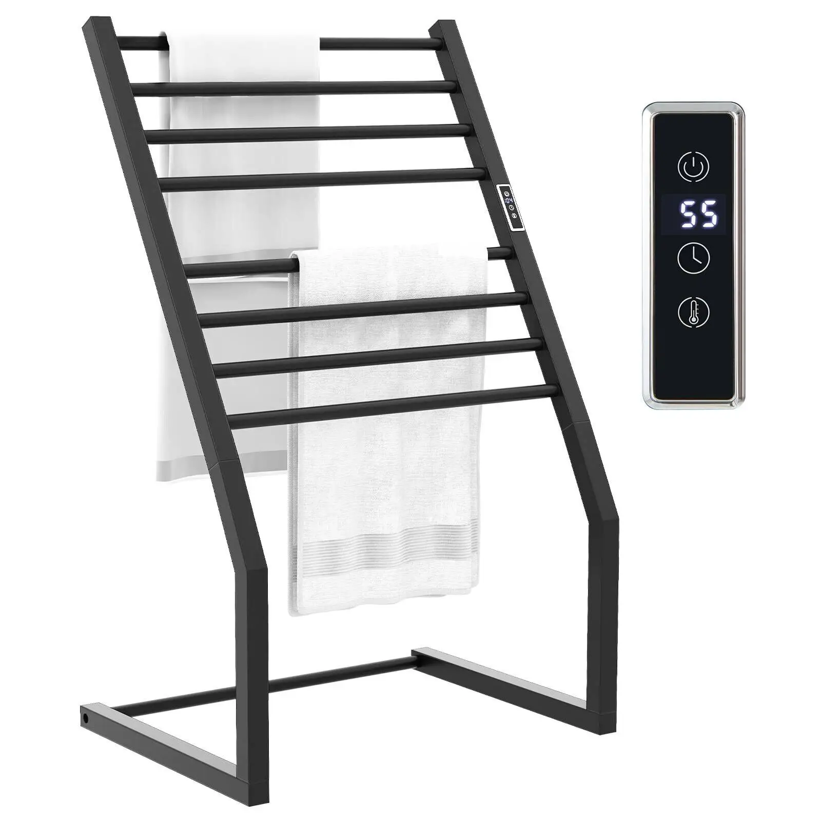 ERGOMASTER 2-in-1 Towel Warmer Rack 8 Bars Freestanding & Wall Mounted Towel Warmer Rack