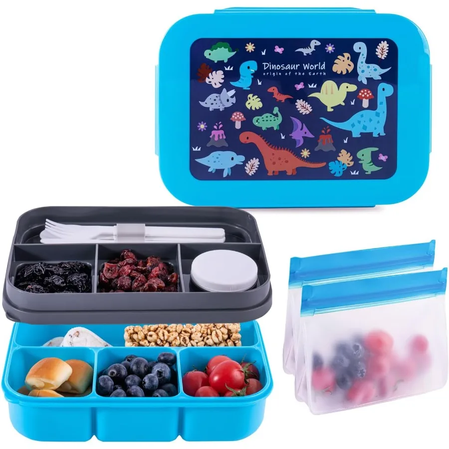 

Герметичный ланч-бокс Bento в стиле Bento с 8 отделениями и идеальными размерами порции для детей от 6 лет + прочный дизайн с защитой от падения, полностью безопасность в посудомоечной машине