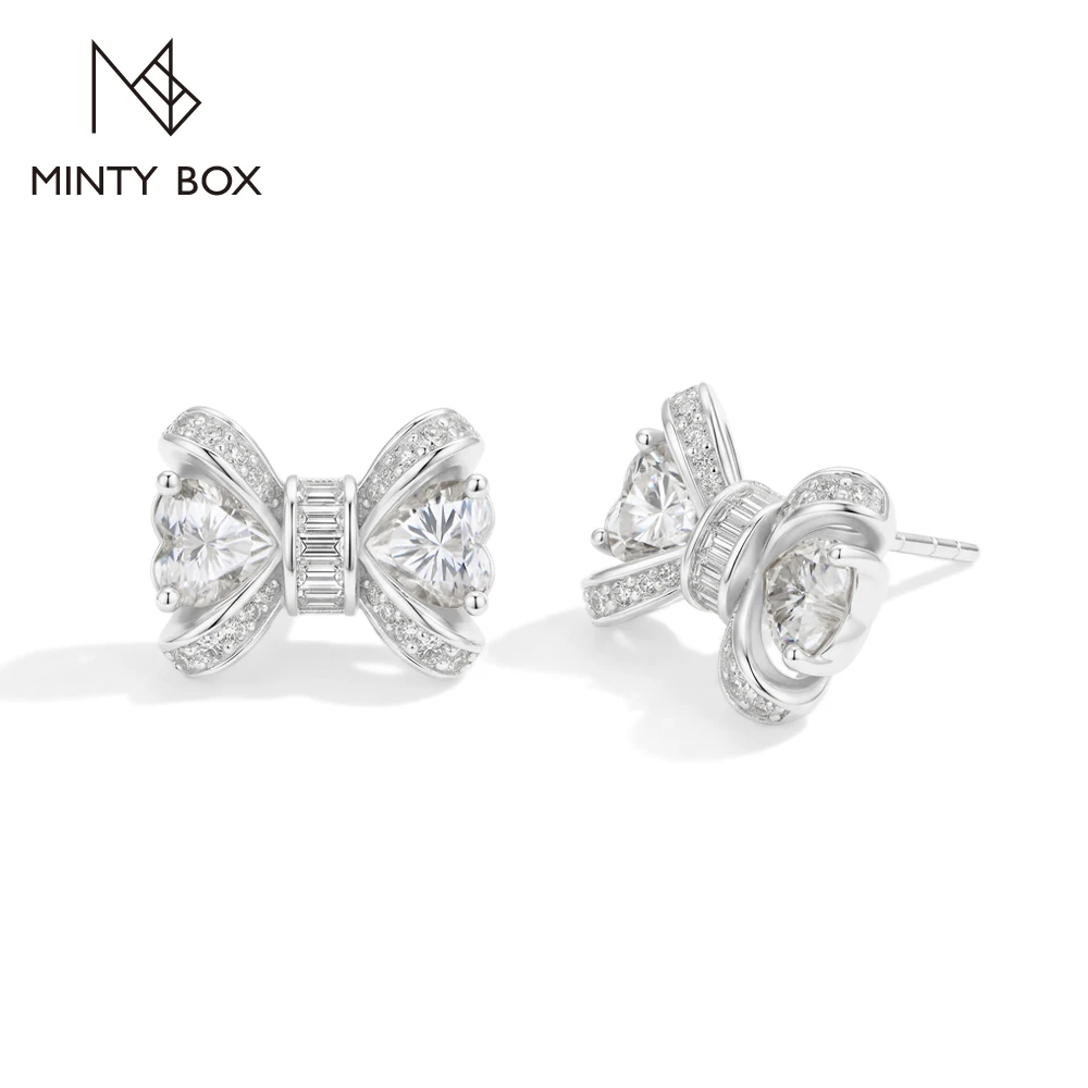 MINTYBOX Synthetic Moissanite Cluster Stud Earrings Solid 925 Sliver 18k Gold Plated for Women Wedding Engagement Luxury Jewelry