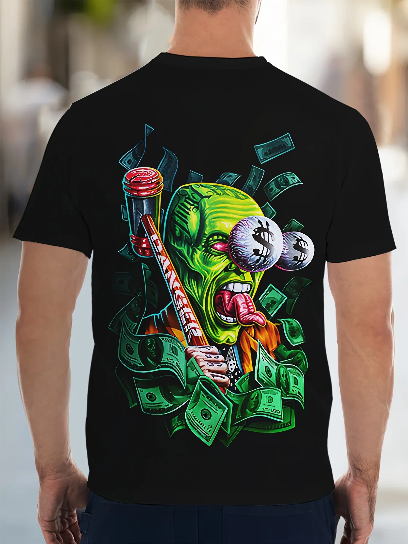 Cartoon USD Pattern Men'S T-Shirt Casual Short Sleeve 3D Print Men'S Outdoor Sports T-Shirt Top 3D T-Shirt High Definition Print