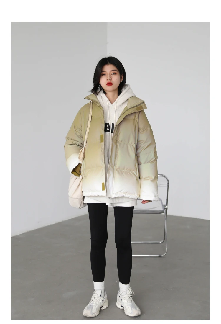 CHIC VEN Women's Down Coat Reflective Gradient Thickened Women Bread Coats 90 White Duck Down Jacket Warm Overcoat Winter 2024