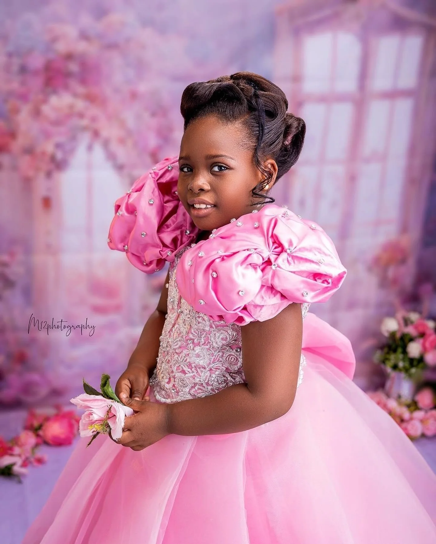 Pink Princess Kids Birthday Dresses Beaded Lace Flower Girl Dresses for Wedding Baby Girls Prom for Photoshoot