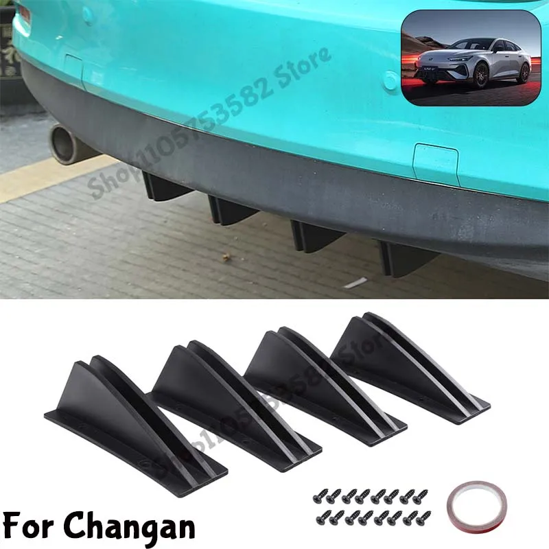 For Changan Rear Bumper Shark Fin Diffuser Carbon Fiber Lip Spoiler Airflow Anti-Collision Protector