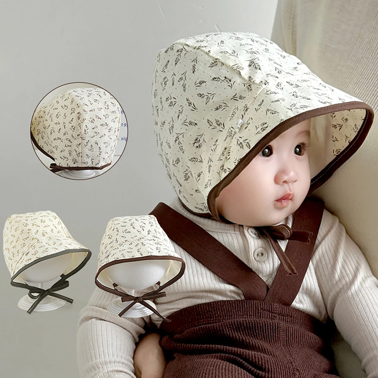 

Весенне-осенняя детская защитная шапка для ушей, цветочная дворцовая шляпа, головной убор для младенцев 6-12 месяцев, детский головной убор с цветочным принтом, детский солнцезащитный козырек с большим карнизом