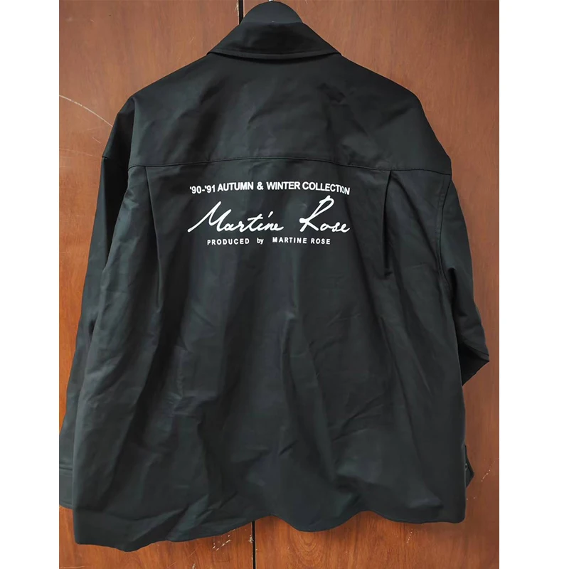 

Men Women Couple Hip Hop Oversized Classic Letters Logo Print MARTINE ROSE Long Sleeved Shirts Top Quality Cotton Shirt Tee