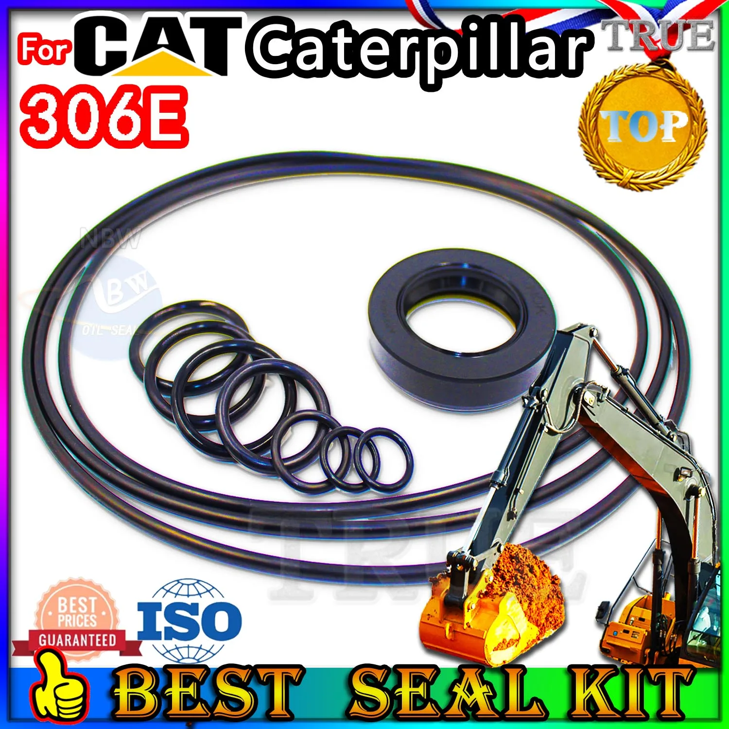 For Caterpillar 306E Oil Seal Repair Kit CAT Boom Arm Bucket Excavator Hydraulic Cylinder Dust Bushing FKM High Suppliers Fix