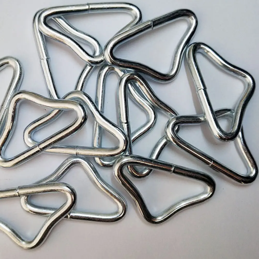 

40Pcs Metal Triangle Rings Galvanized Trampoline Bungee Bed Mesh Buckles Heavy Duty Jumping Bed Parts Triangle Ring