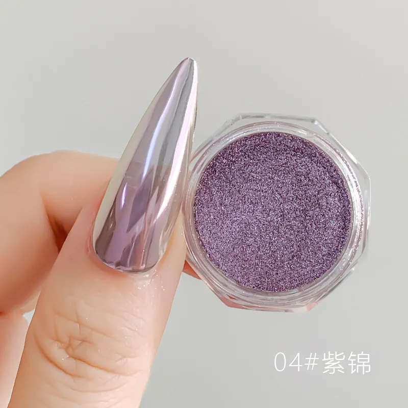 Poudre à ongles Aurora nickel é clair de lune, effet miroir super brillant, paillettes fines, pigments chromés, poussière de frottement pour manucure