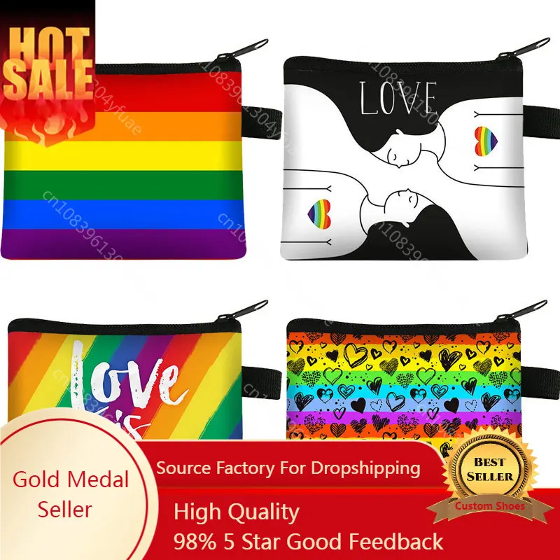 

LGBT Love Wins Coin Purse Rainbow Purses Girls Wallet Money Bags Key Card Wallet Zipper Change Case Purses Holder Small Pouch