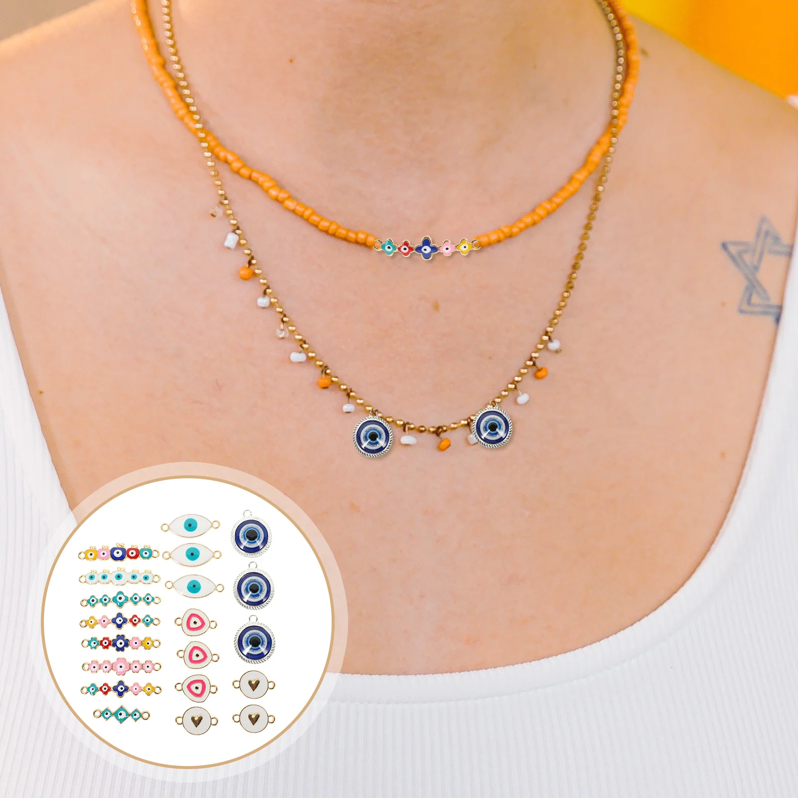 

20 Pcs Pendant Necklace Pendants Alloy Charms Fashion Eye-shaped Connector Bulk Jewelry
