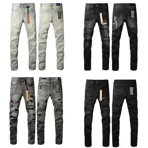 American High Street KSUBI Cross Jeans Men Trendy Trend High Quality Low Rise Stretch Skinny  Pleated Ripped Jeans