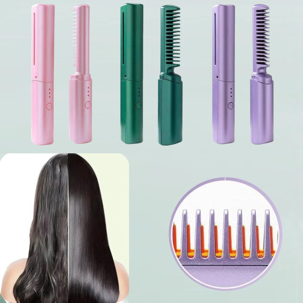 Mini plancha de pelo inalámbrica, recargable, iones negativos, calentamiento rápido, plancha de pelo multifuncional, herramienta de peinado