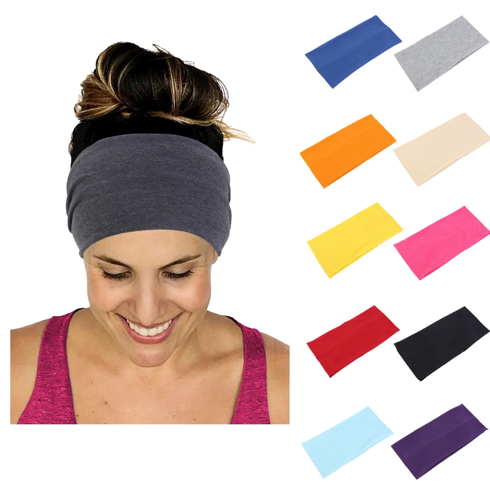 New Ladies Sports Yoga Sweatband Wide Headband Fitness Run Headbands Bandage Makeup Elastic Hairband Turban Hair Accessories