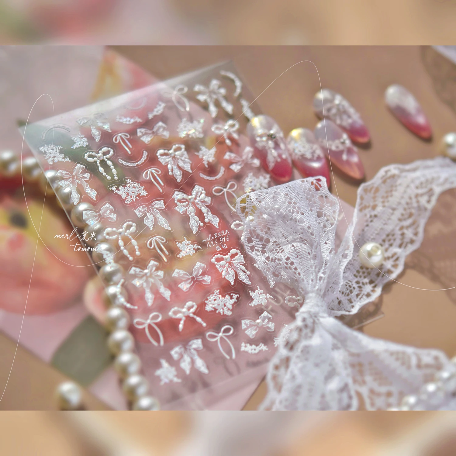 1 Uds. Pegatinas 5D para uñas con lazo de textura elegante, detalle de cinta delicada, accesorios para decoración de uñas con pegatinas de estilo de adorno brillante