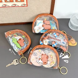 Portamonete trasparente Cartoon capibara Mini portamonete portafoglio Kawaii borsa portaoggetti portatile borsa trasparente impermeabile regali per bambini