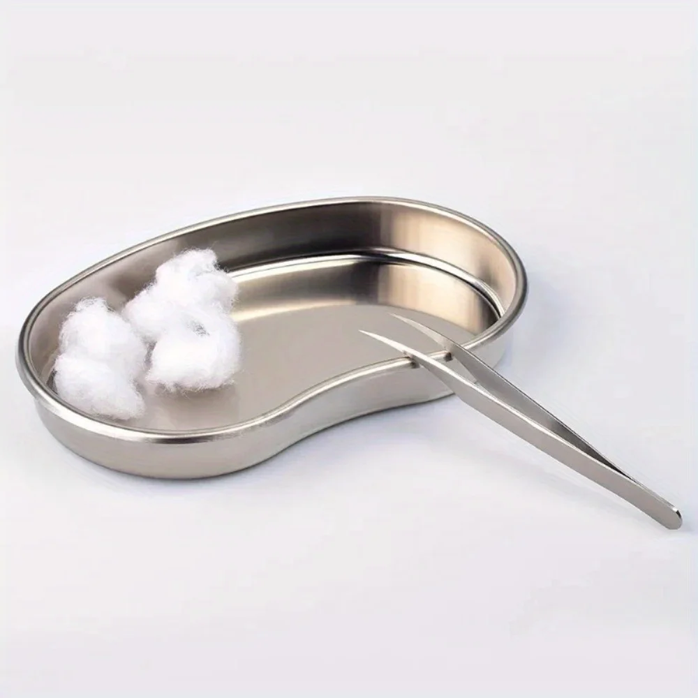 

3Pcs/Set Stainless Steel Kidney Shaped Sterilized Tray Jar Pot Container Bottle Tweezers Surgical Cosmetic Tattoo Accesory