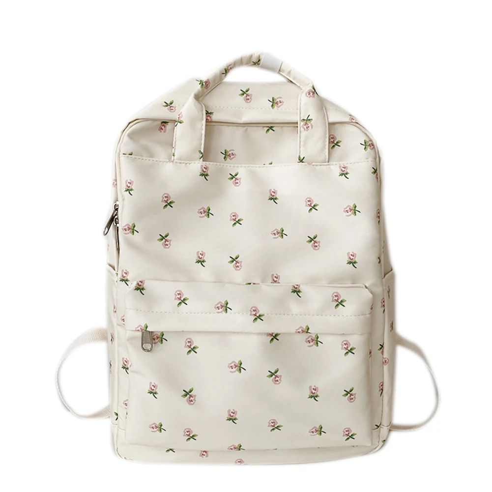 Women College Student Backpack Large Capacity Canvas Double Shoulder Bag Adjustable Strap Teenage Girl Bag
