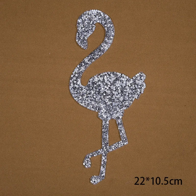 Brand Diamond Crystal Pink Flamingo Bird Embroidered Sequin Patches for Clothing Iron on Transfer Badge Clothes Sticker Stripes