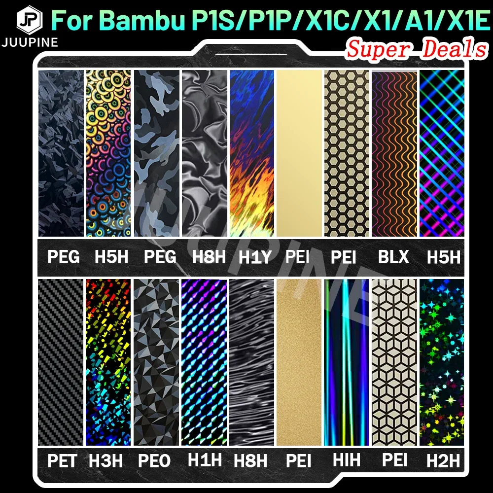 JUUPINE For Bambulab Build Plate 257x257 Spring Steel Sheet Pei Peo H1H Pey Sheet A1 X1C P1S build plate 3d Printer Bamboo Lab